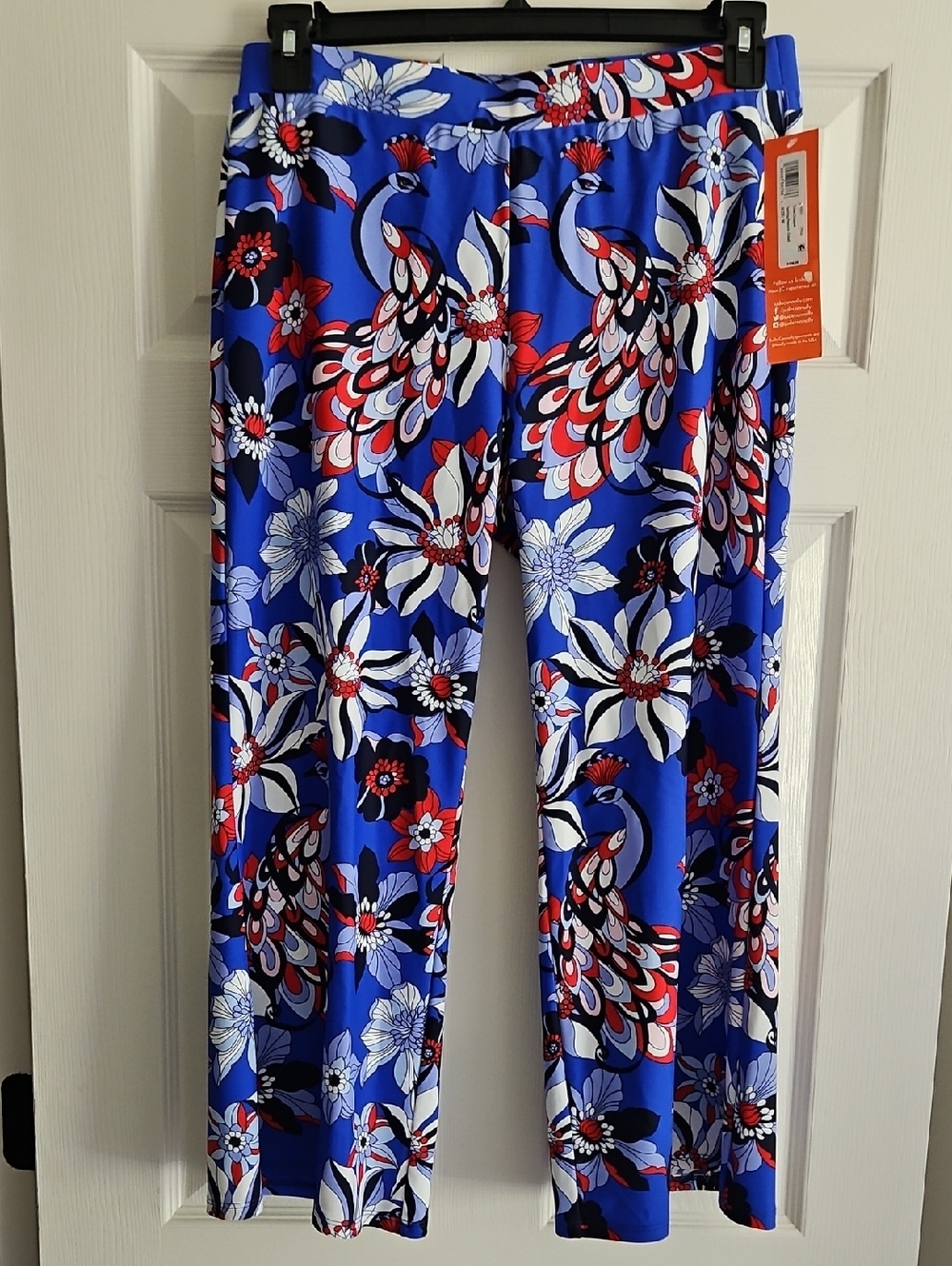 Jude Connally Trixie Cropped Elastic Waistband Pant: Twirling Peacock Cobalt: M